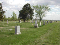 Rows of monuments at East Mt Zion Cemetery